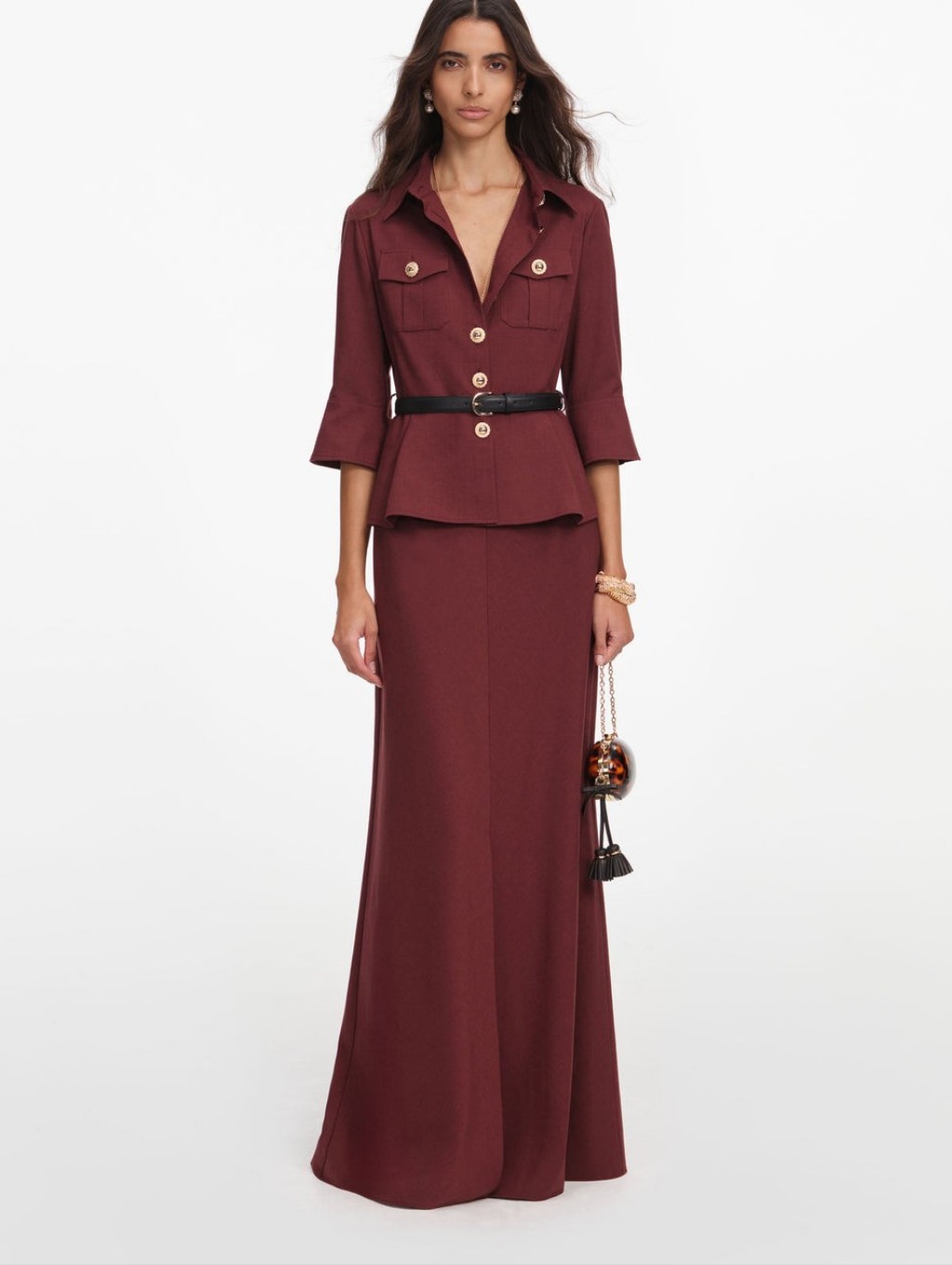 Self Portrait Brown Twill Maxi Dress